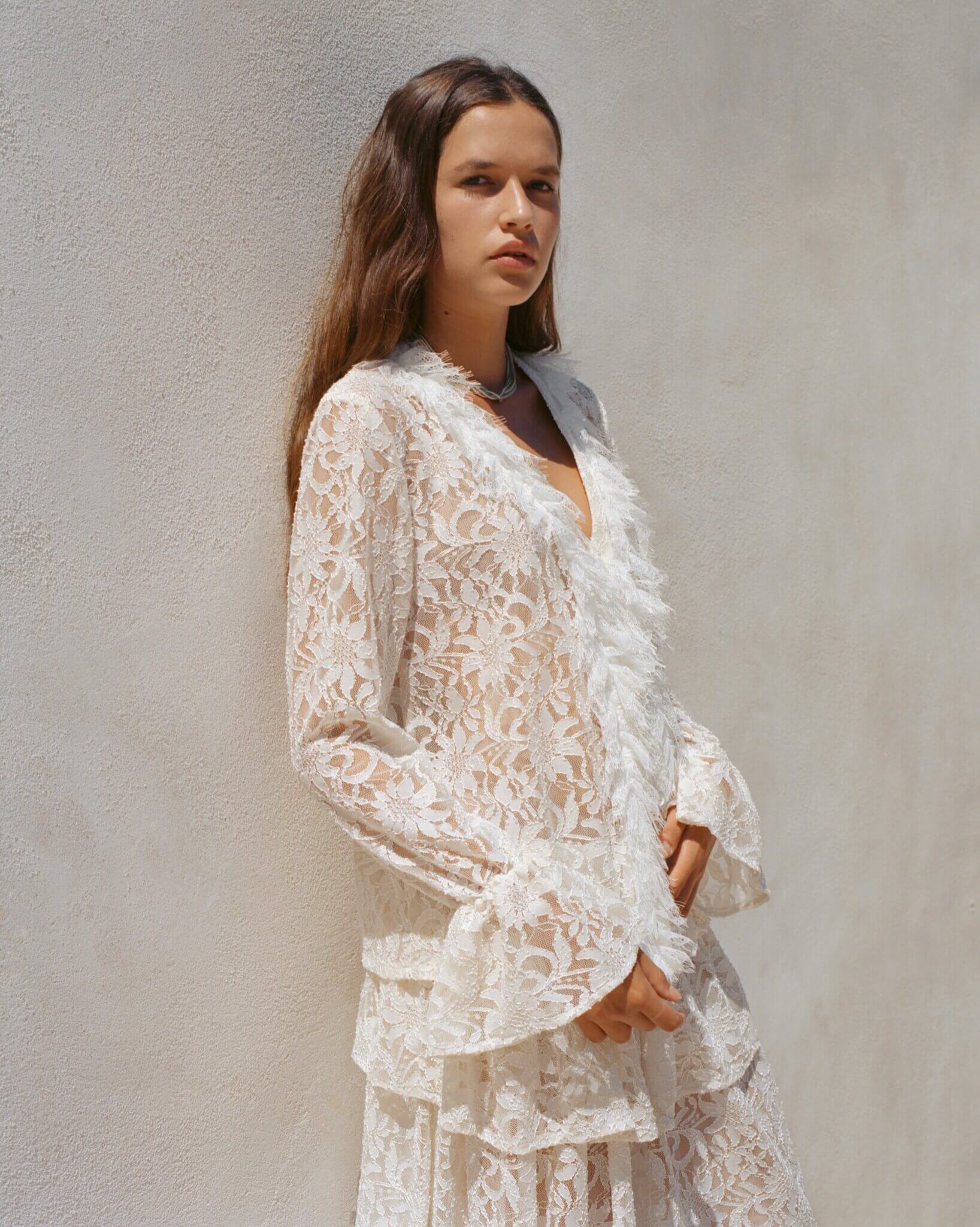 חצאית תחרה שמנת – תמונה 2