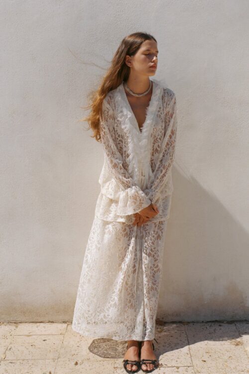 חצאית תחרה שמנת