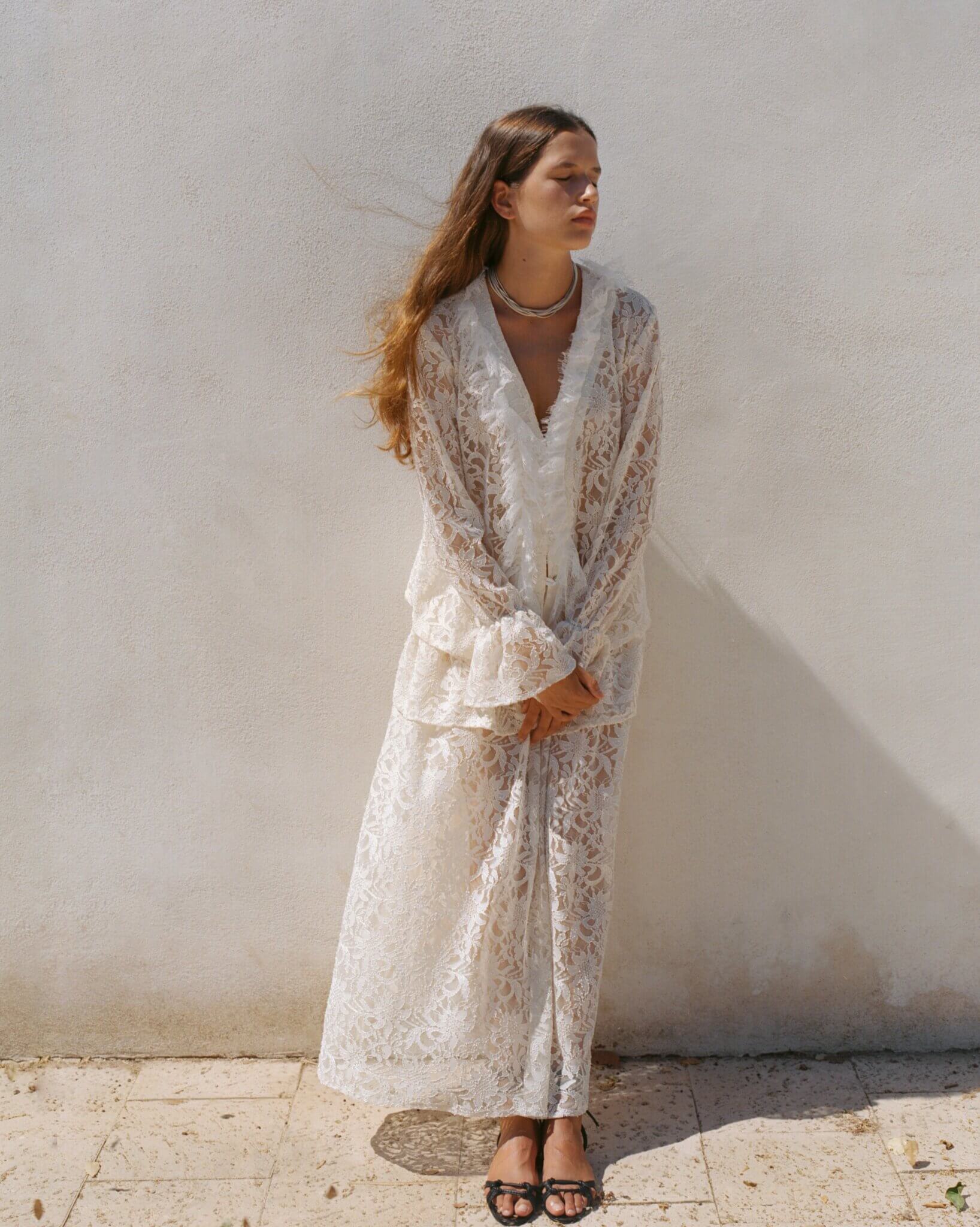 חצאית תחרה שמנת