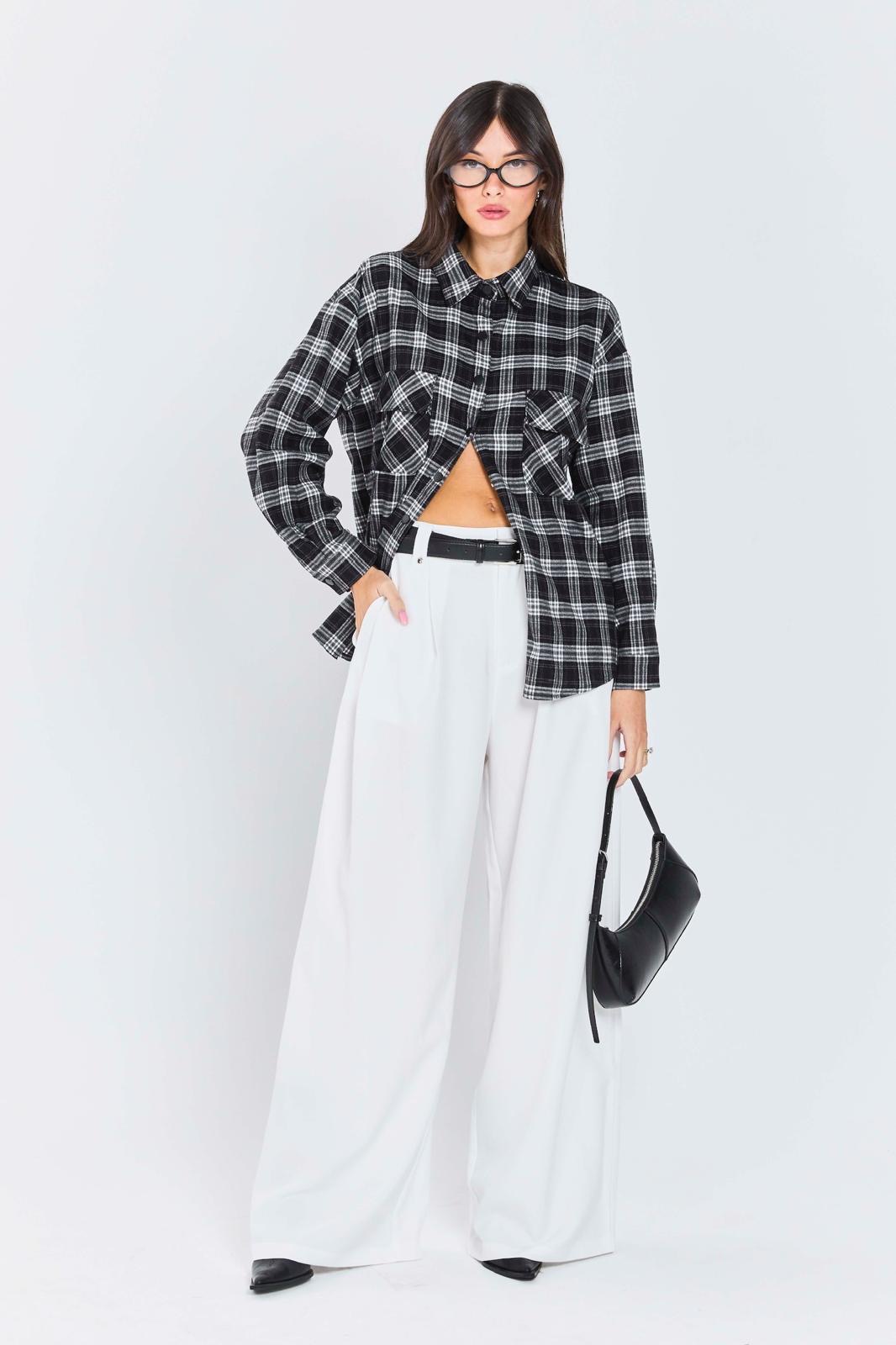 חולצת איזבל משובץ שחור – תמונה 3