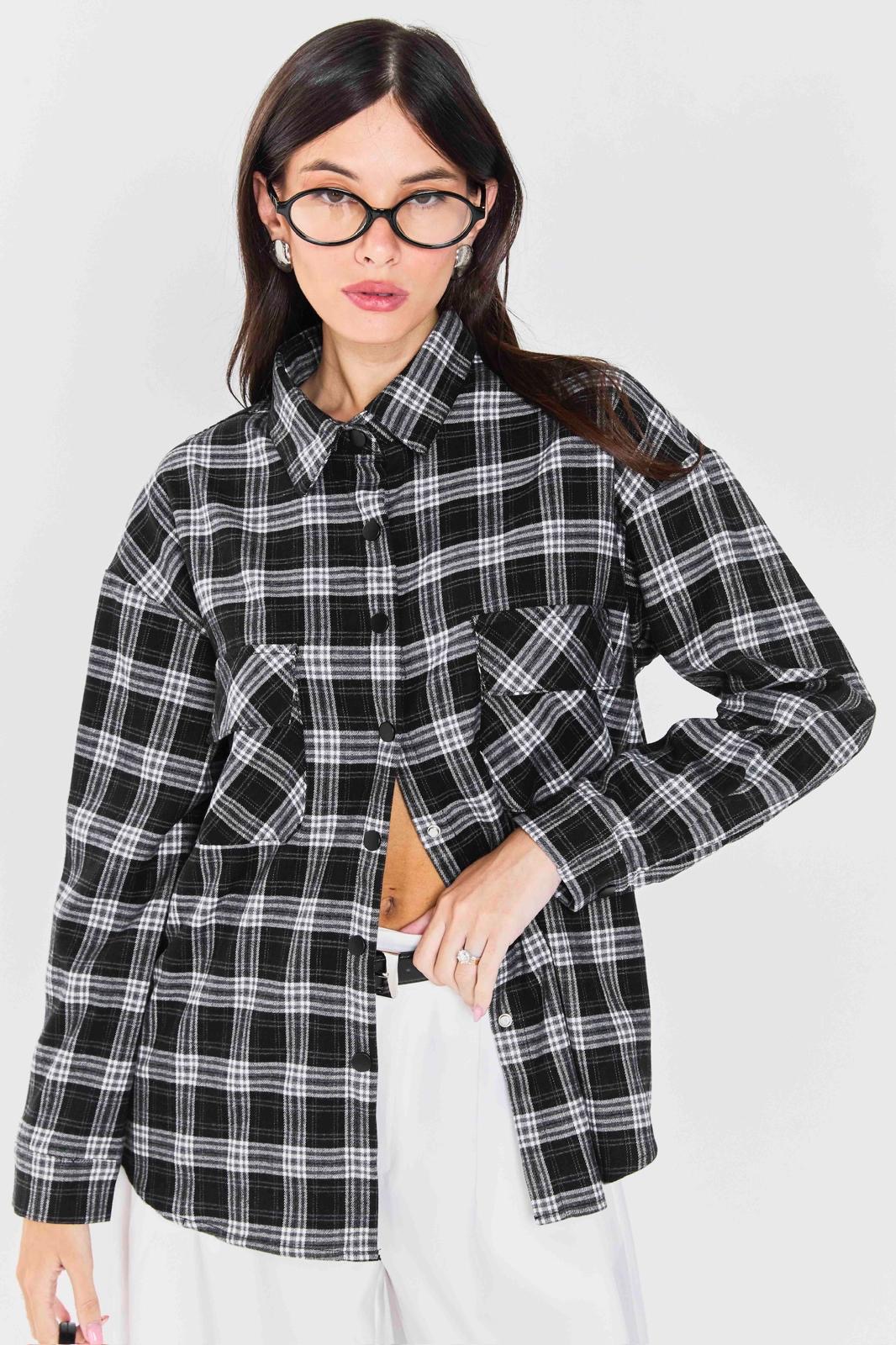 חולצת איזבל משובץ שחור – תמונה 4