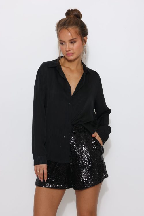 מכנס פוני פייטים שחור