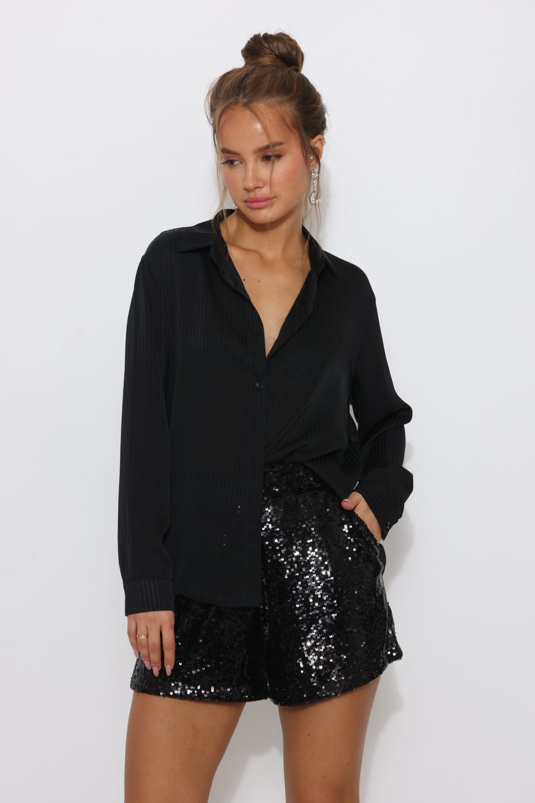 מכנס פוני פייטים שחור