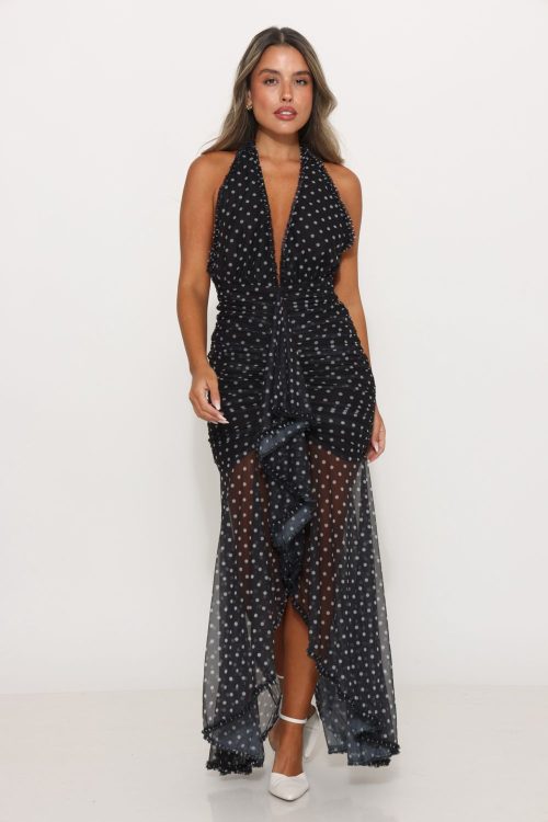 שמלת רוזיליה שחור נקודות