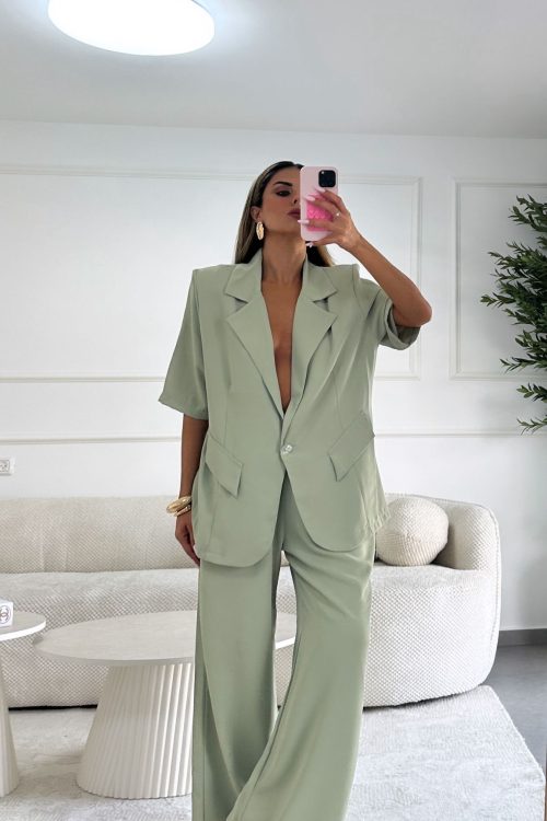 חליפת סוזן שרוול קצר ירוקה