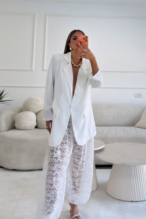 חליפת לייס בלון לבנה