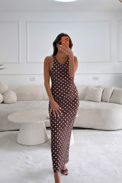 שמלת אוקילי נקודות חומה