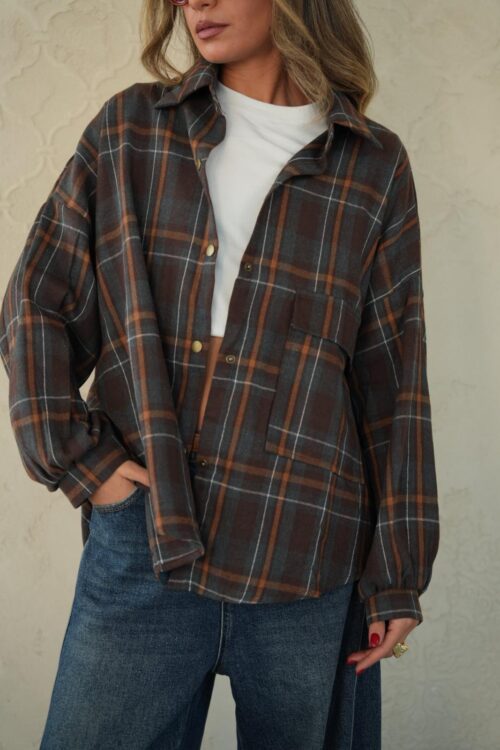 חולצת נינה משובץ חום