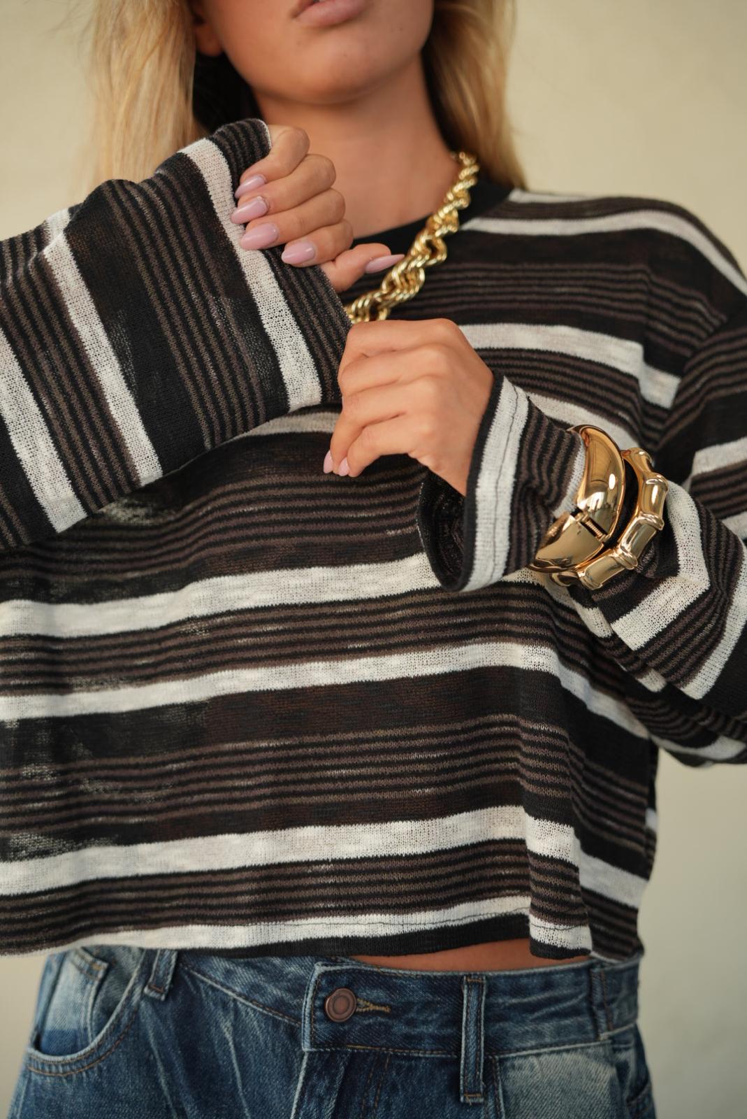 סריג אנה פסים אפורים – תמונה 2