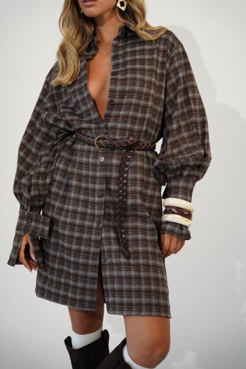 שמלת מילי משובץ חום