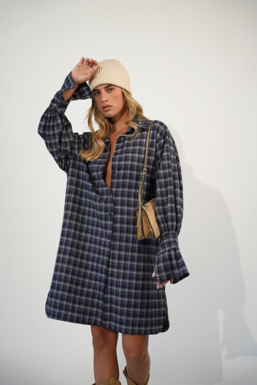 שמלת מילי משובץ כחול