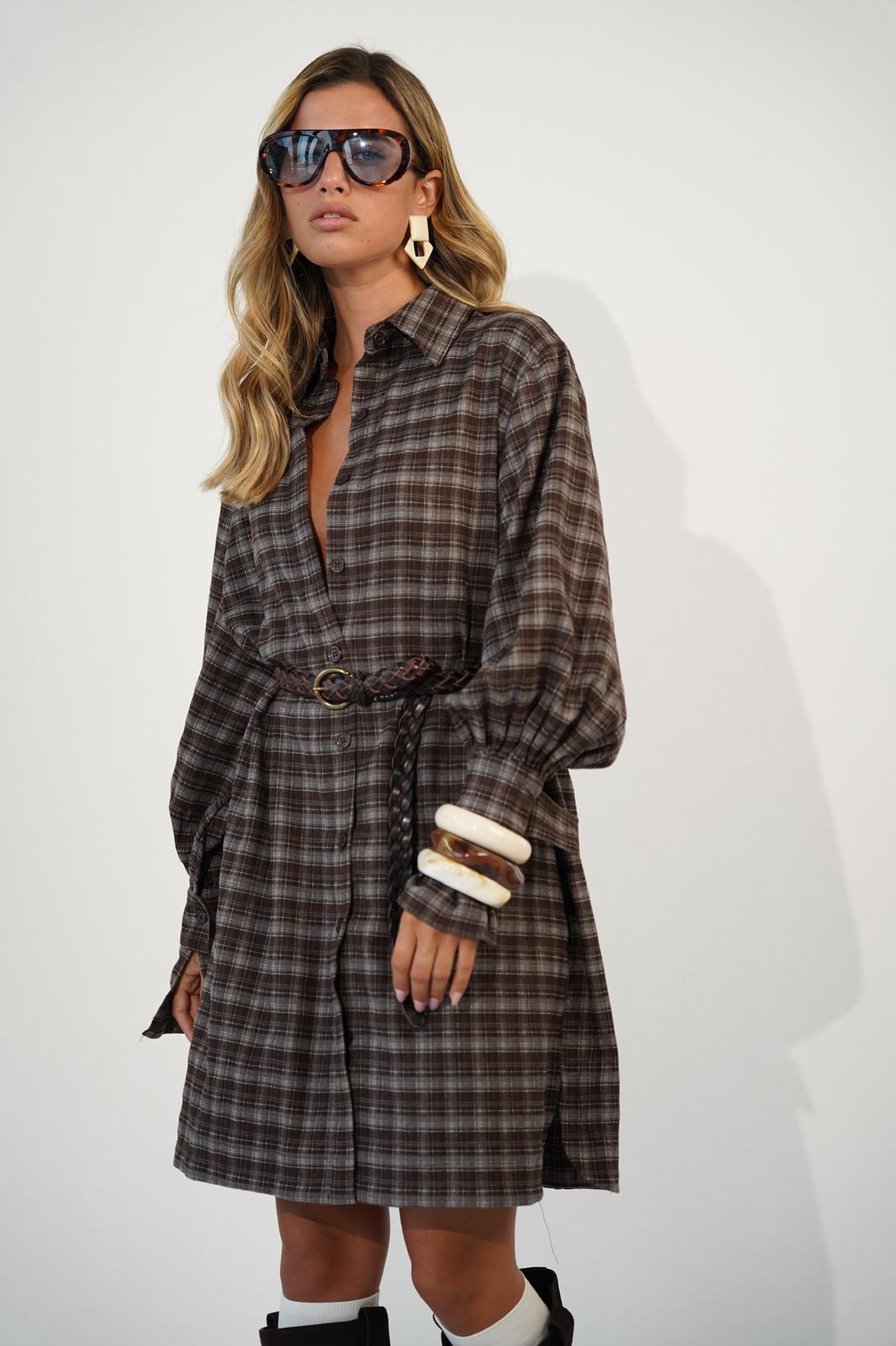 שמלת מילי משובץ חום – תמונה 2