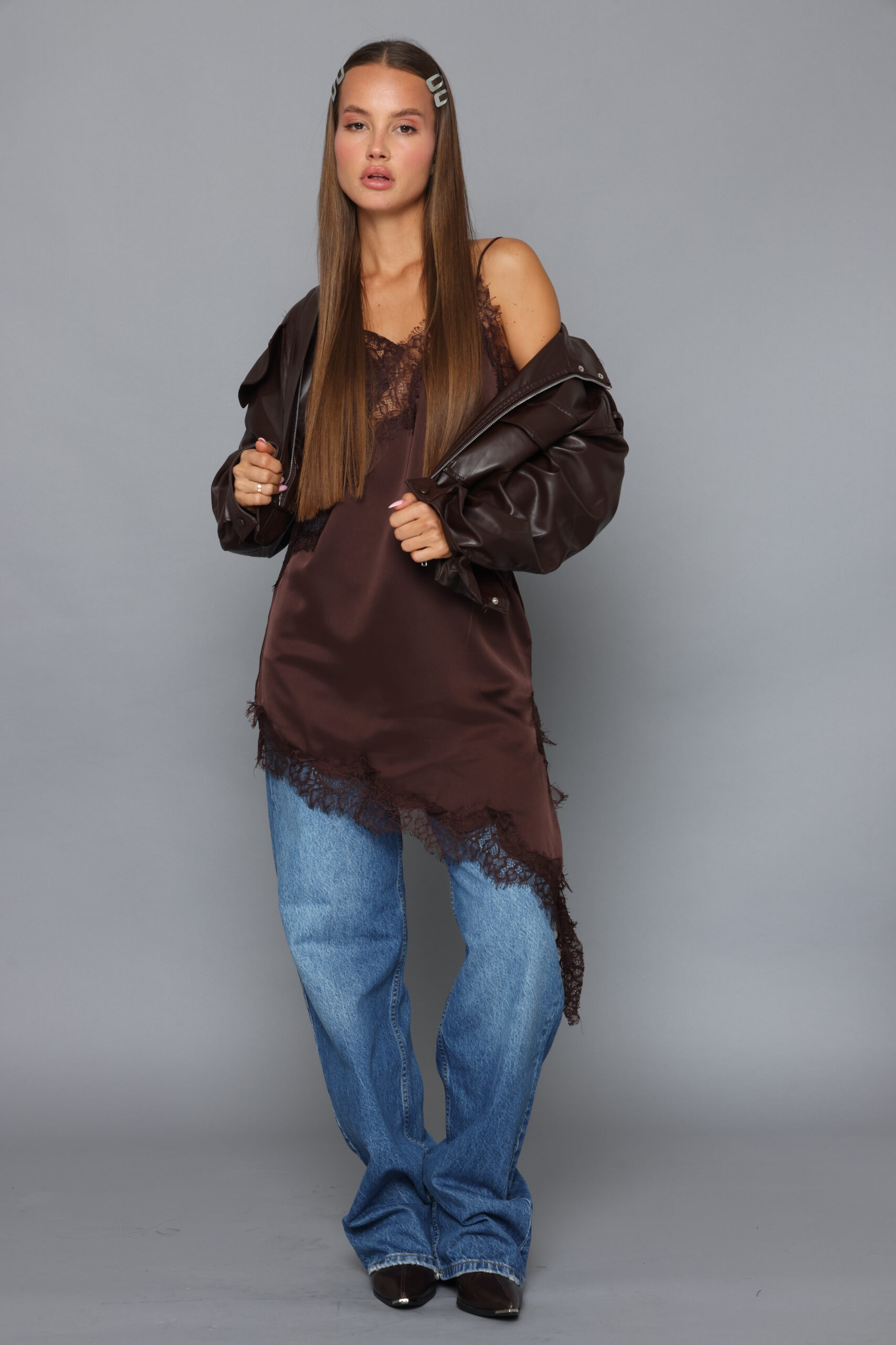 טוניקת לייס חומה – תמונה 5