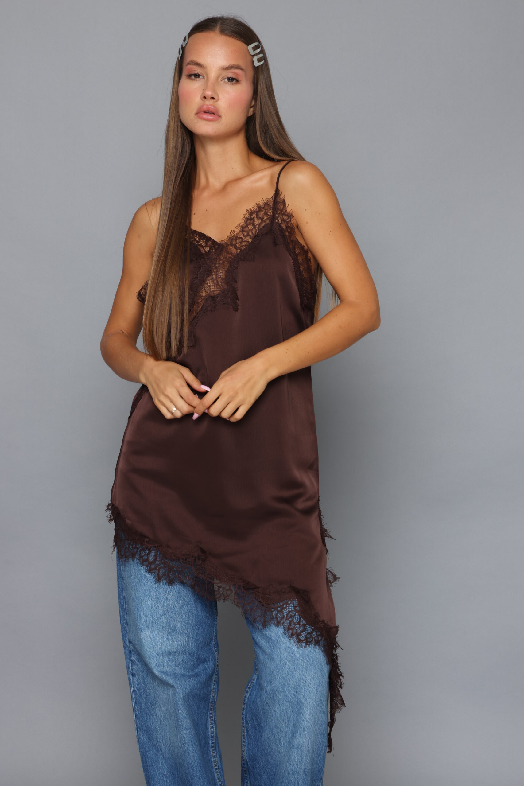 טוניקת לייס חומה – תמונה 4