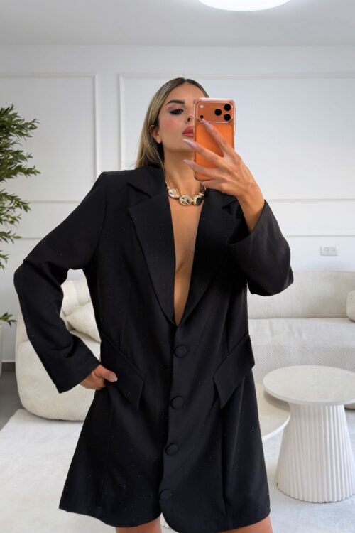 שמלת גקט שחורה אבנים