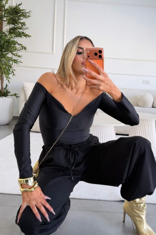 מכנס הולי שחור אבנים