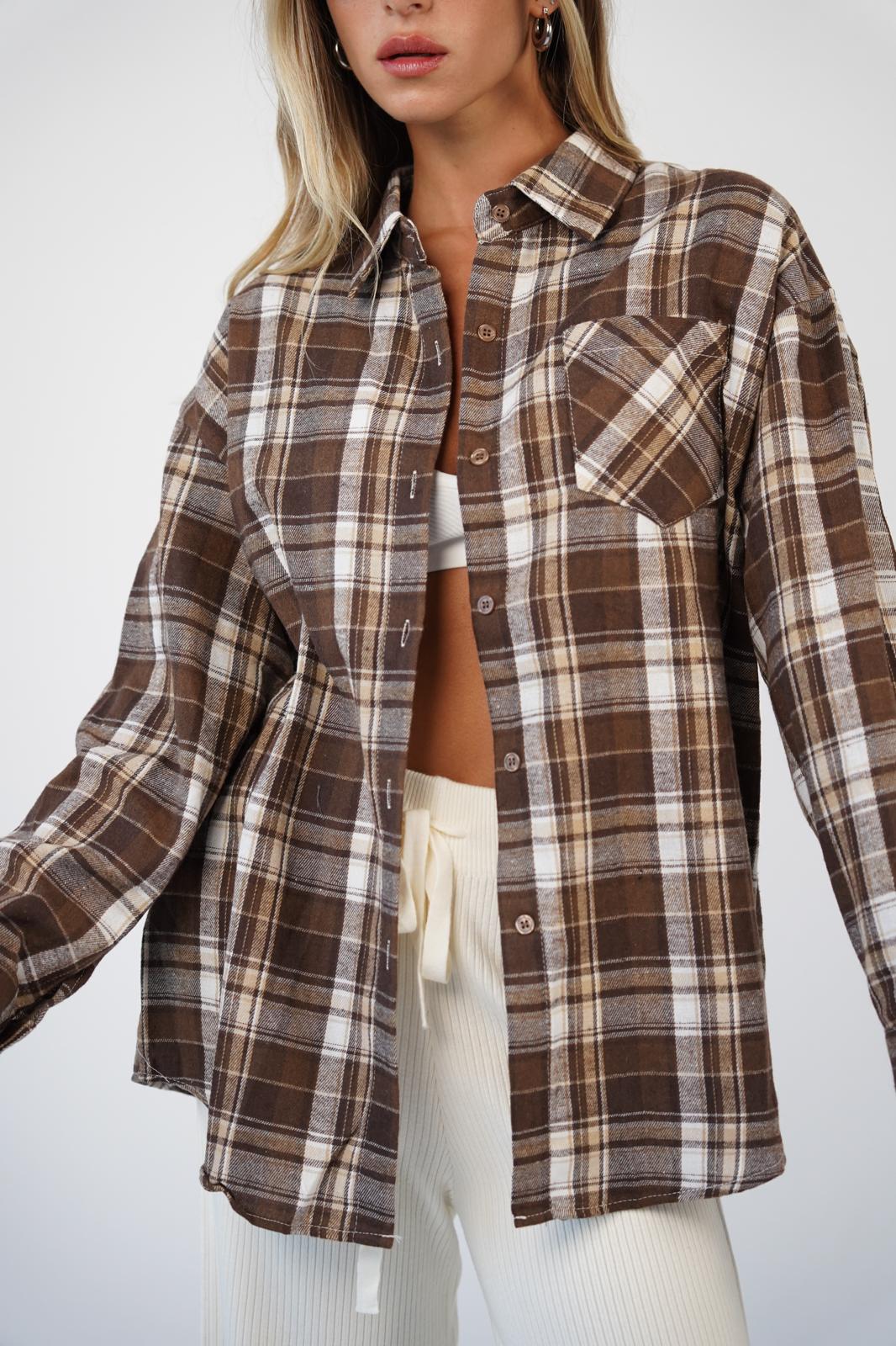 חולצת לוסיה משובץ חום