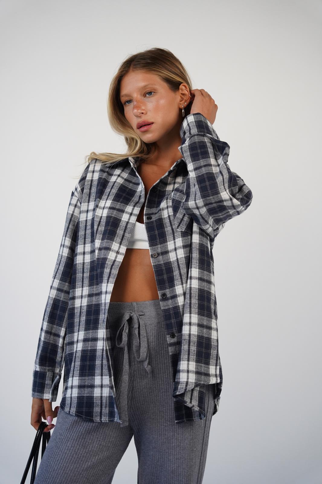 חולצת לוסיה משובץ כחול – תמונה 2