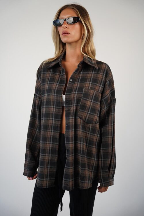 חולצת לוסיה משובץ חום-שחור