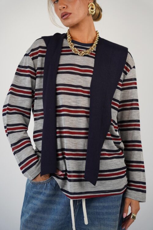 חולצת טסה פסים אפור