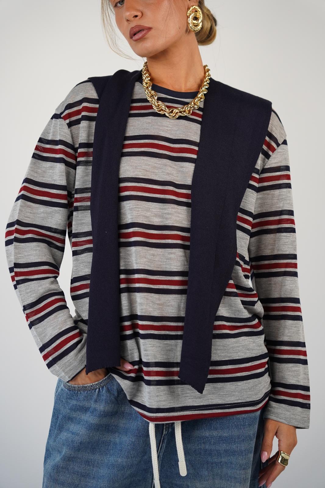 חולצת טסה פסים אפור