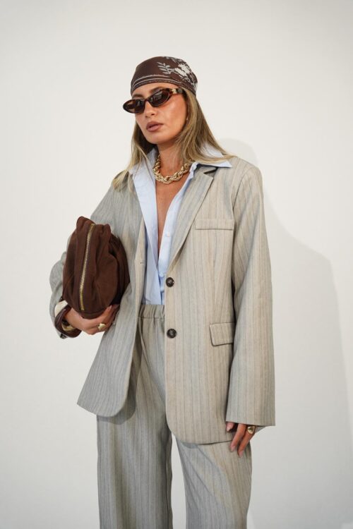 חליפת מיקה מוקה-פסים