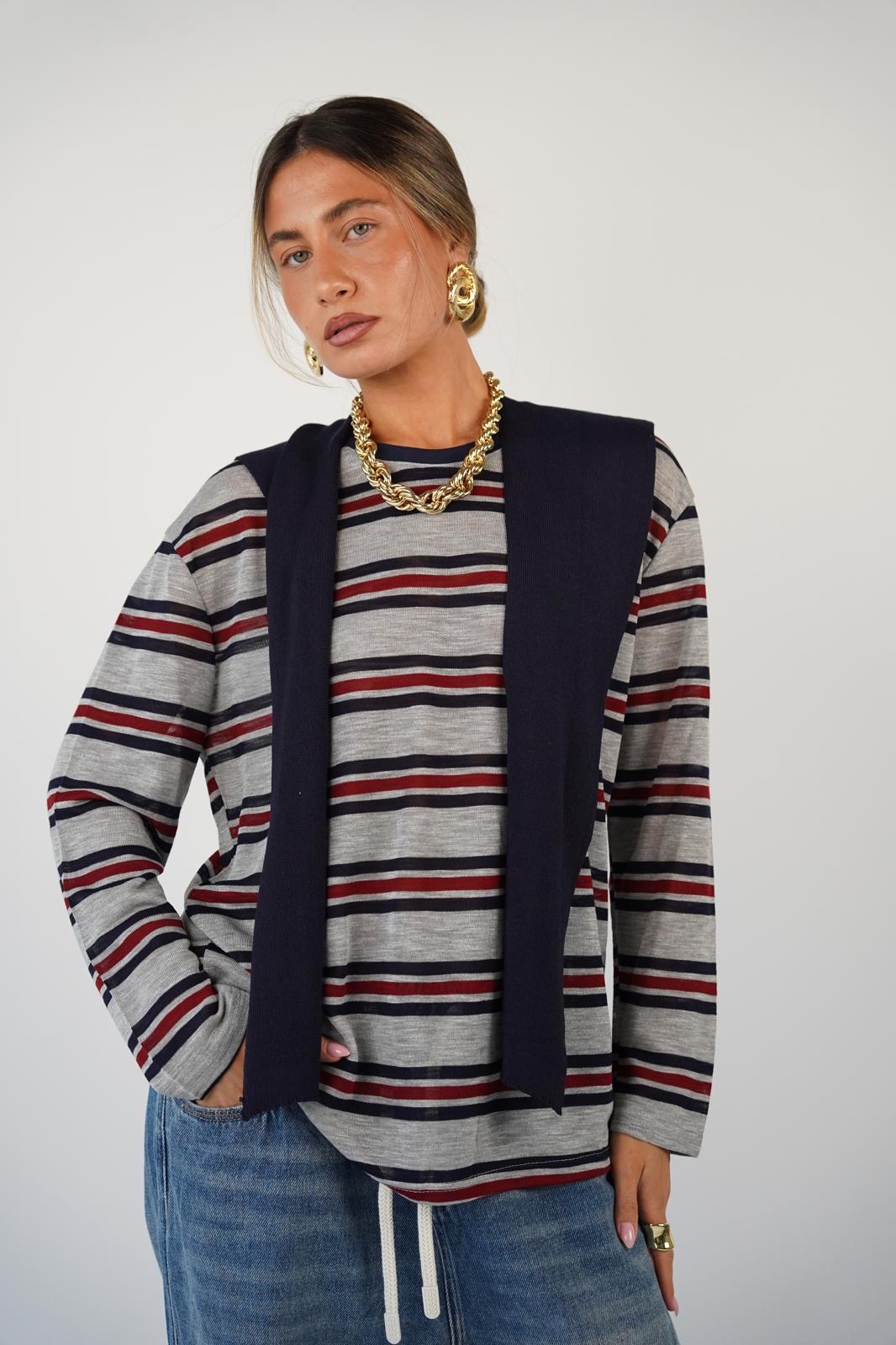 חולצת טסה פסים אפור – תמונה 2