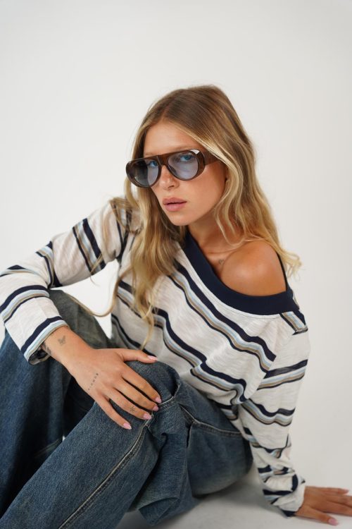 חולצת ליטל לבן פסים