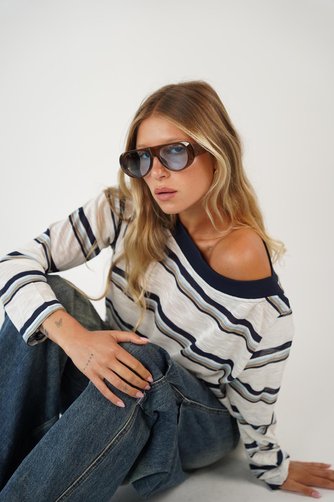 חולצת ליטל לבן פסים