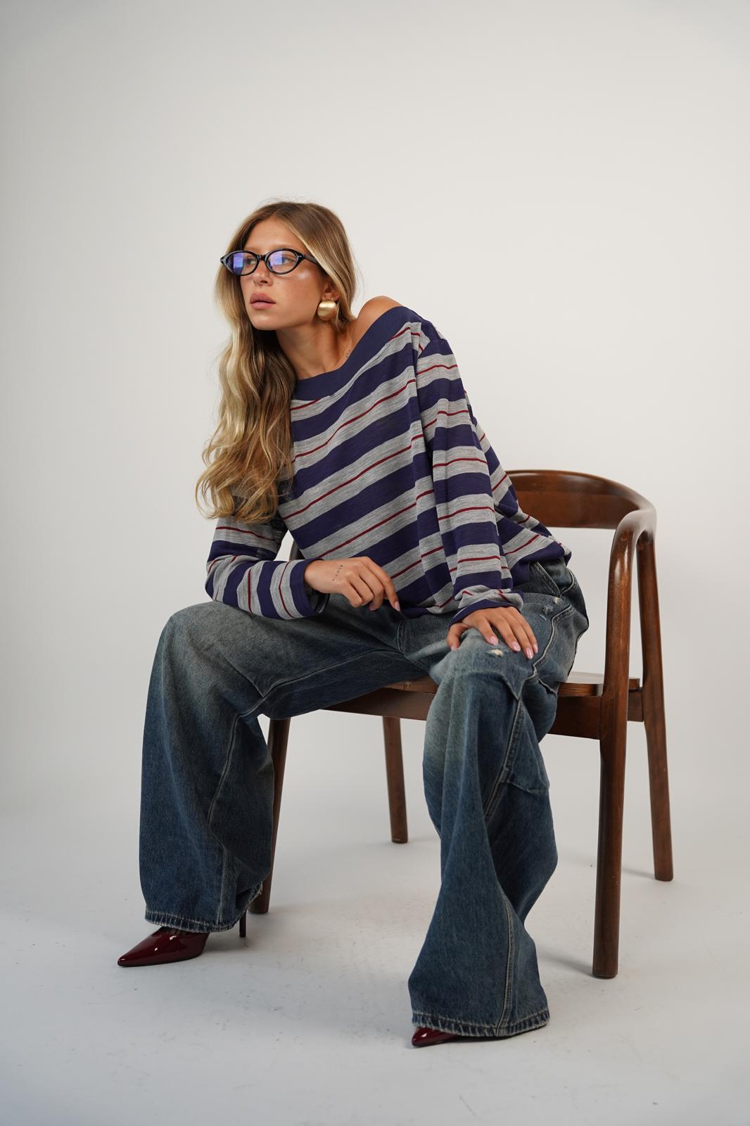 חולצת ליטל אפור פסים – תמונה 2