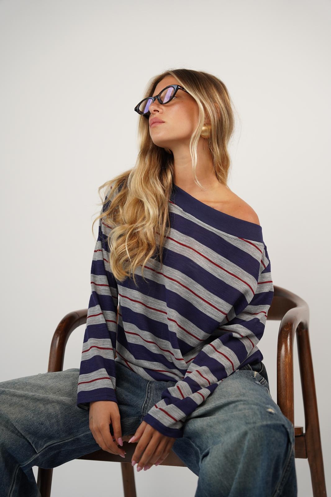 חולצת ליטל אפור פסים