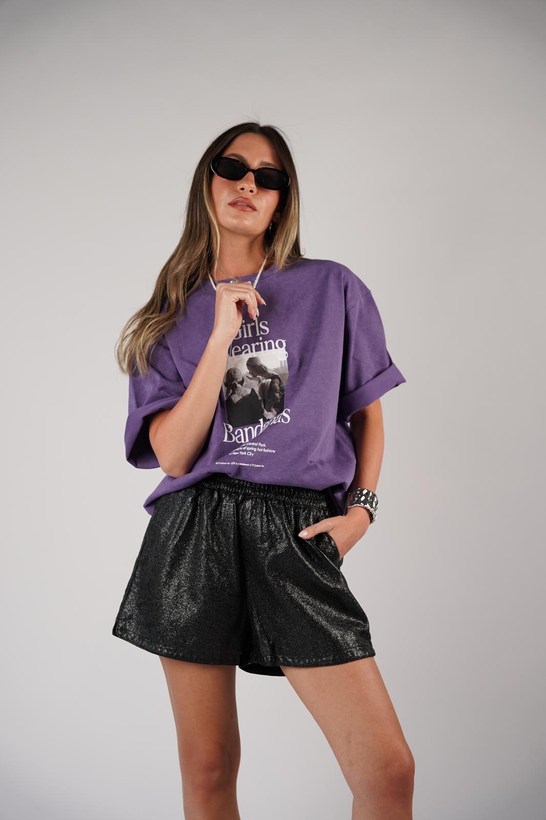 מכנס נוצי שחור מטאלי – תמונה 4