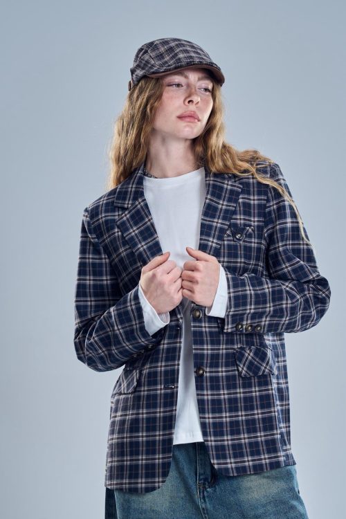 גקט הלני משובץ כחול