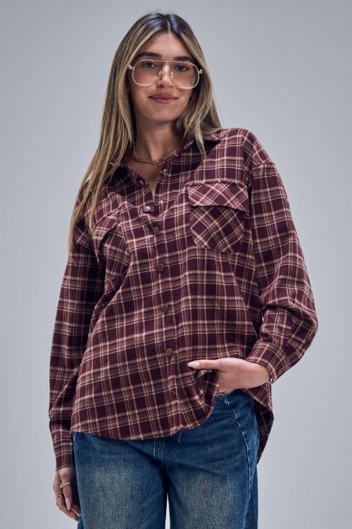 חולצת איזבל משובץ בורדו