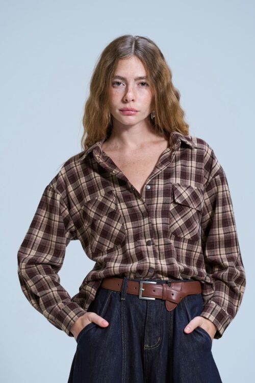 חולצת איזבל משובץ חום