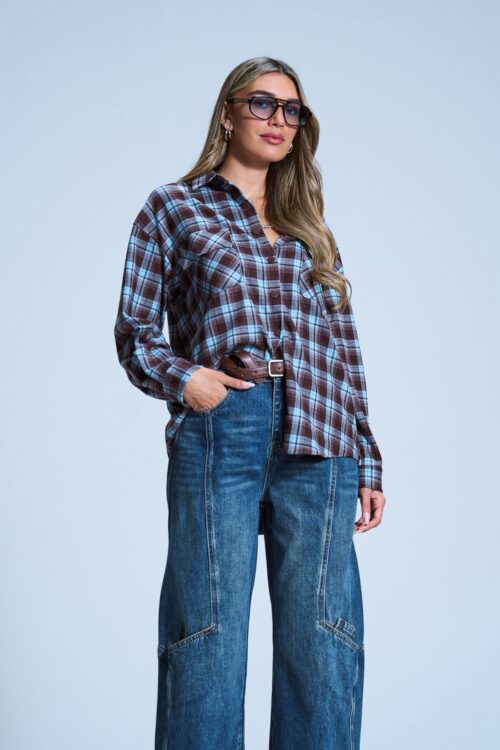 חולצת איזבל תכלת חום