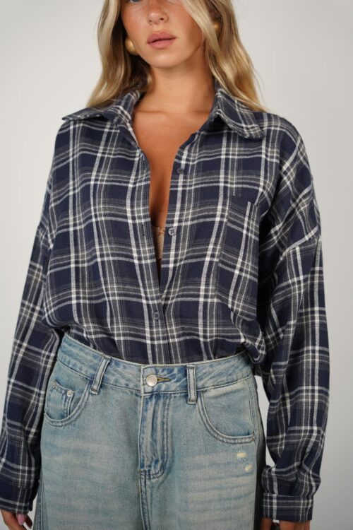 חולצת אנה משובץ כחול