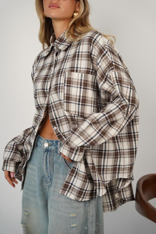 חולצת אנה משובץ חום