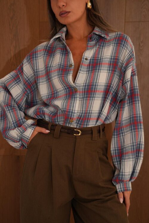 חולצת צלסי משובץ אדום