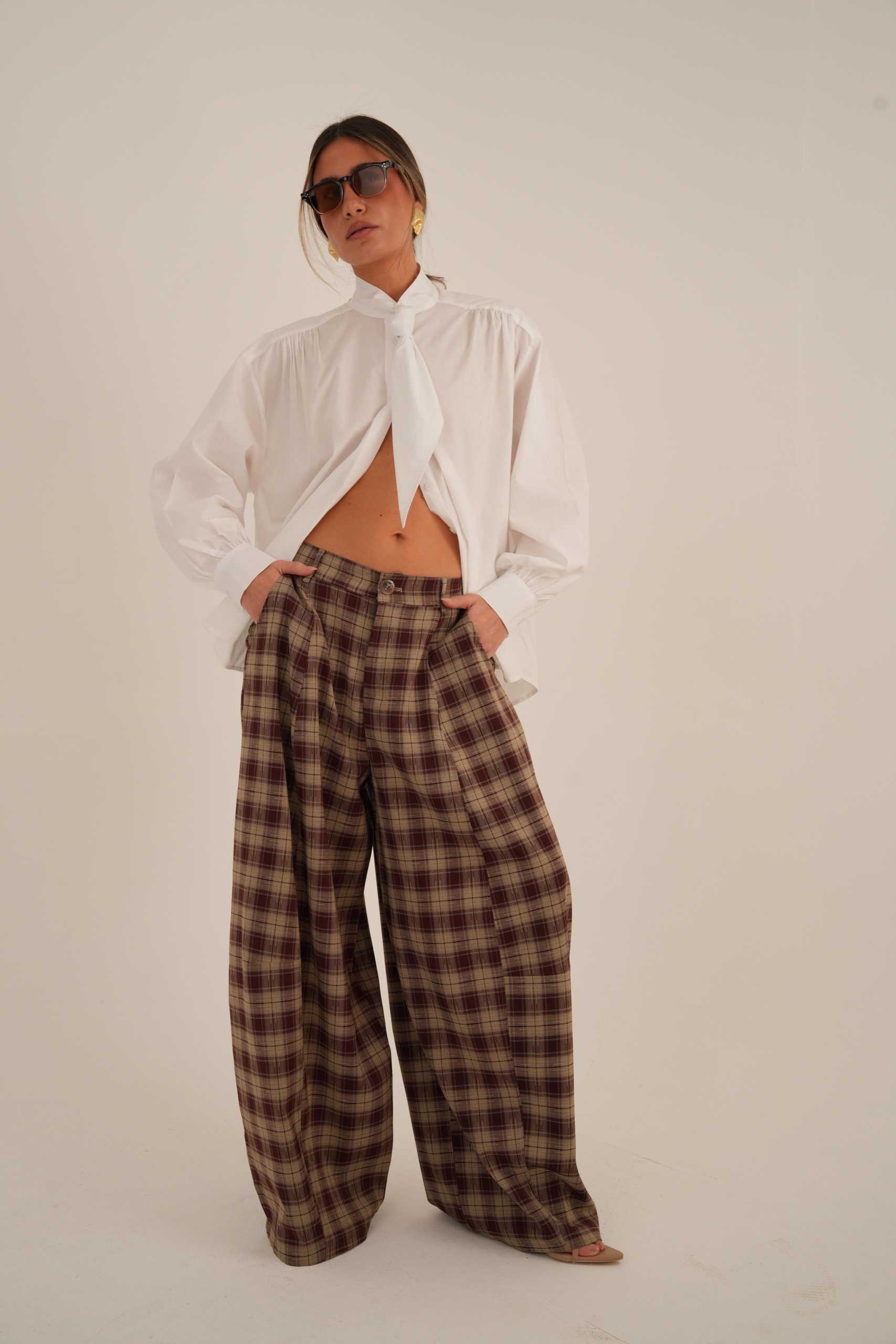 מכנס רוברט משובץ בורדו – תמונה 4