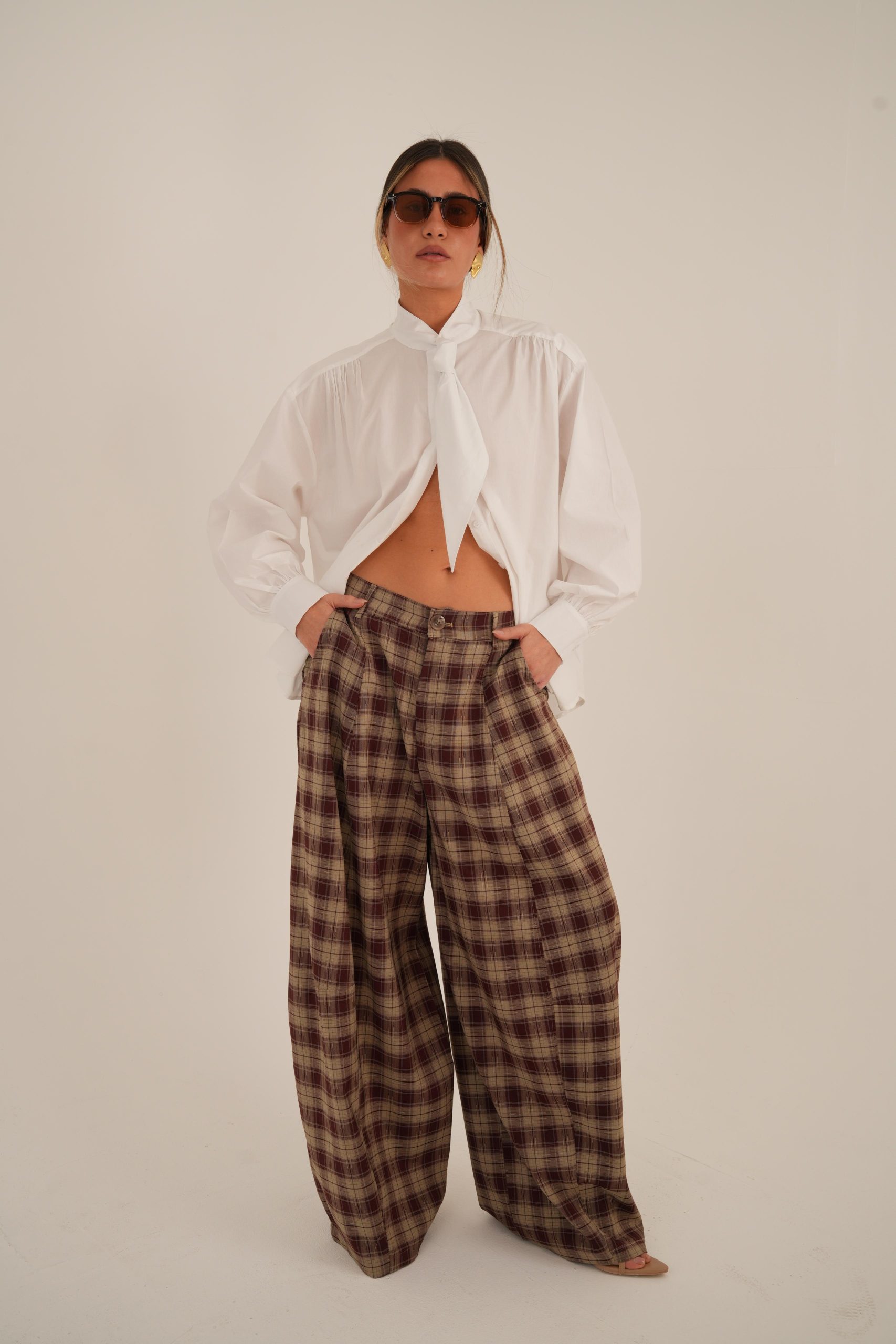 מכנס רוברט משובץ בורדו – תמונה 6