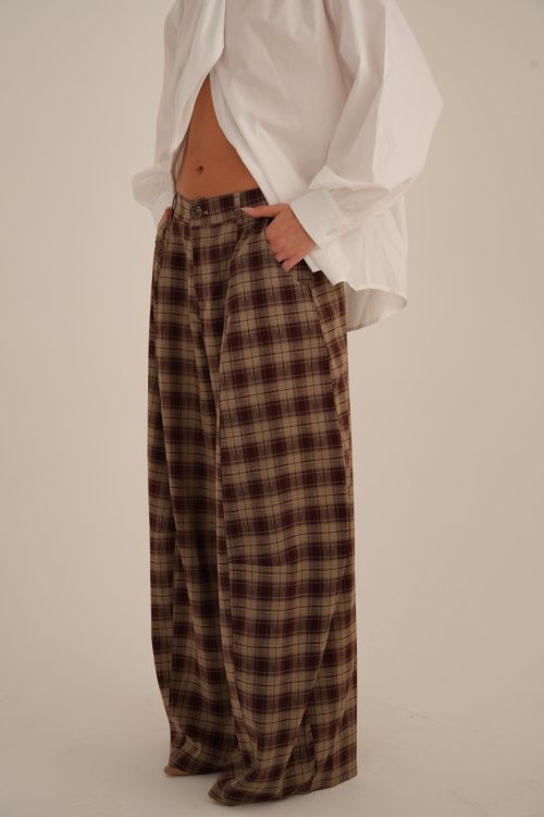 מכנס רוברט משובץ בורדו