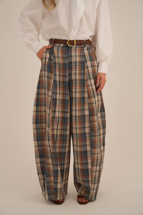 מכנס רוברט משובץ חום