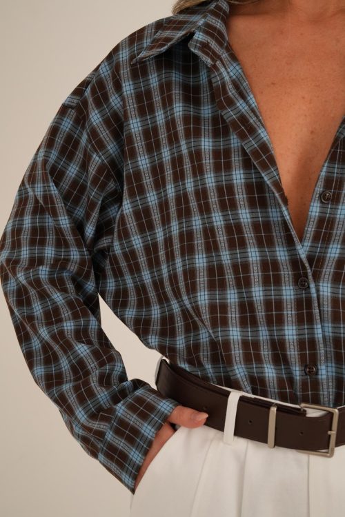 חולצת קימי משובץ חום