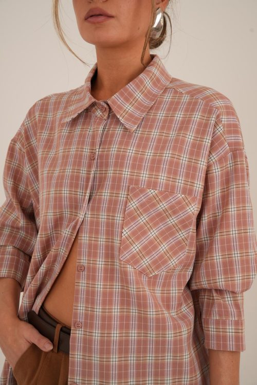 חולצת קימי משובץ ורוד