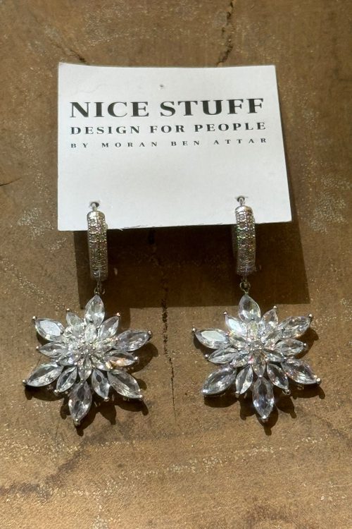 עגילי פרח משובץ