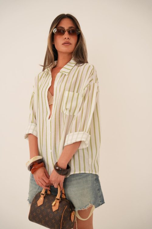 חולצת מנואל לבן ירוק