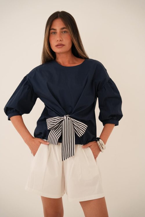 חולצת ליקה פפיון כחולה